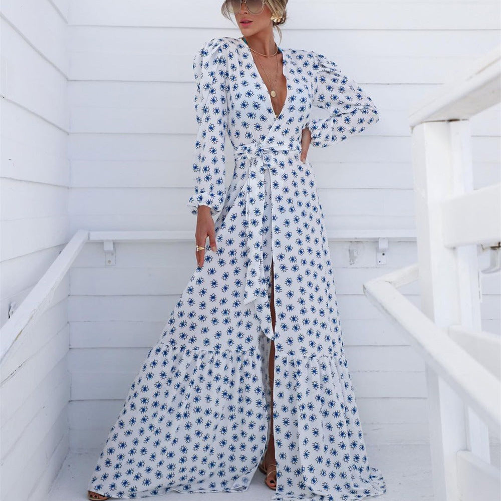 Robe longue fluide à imprimé œil pour femme de berg-feldt