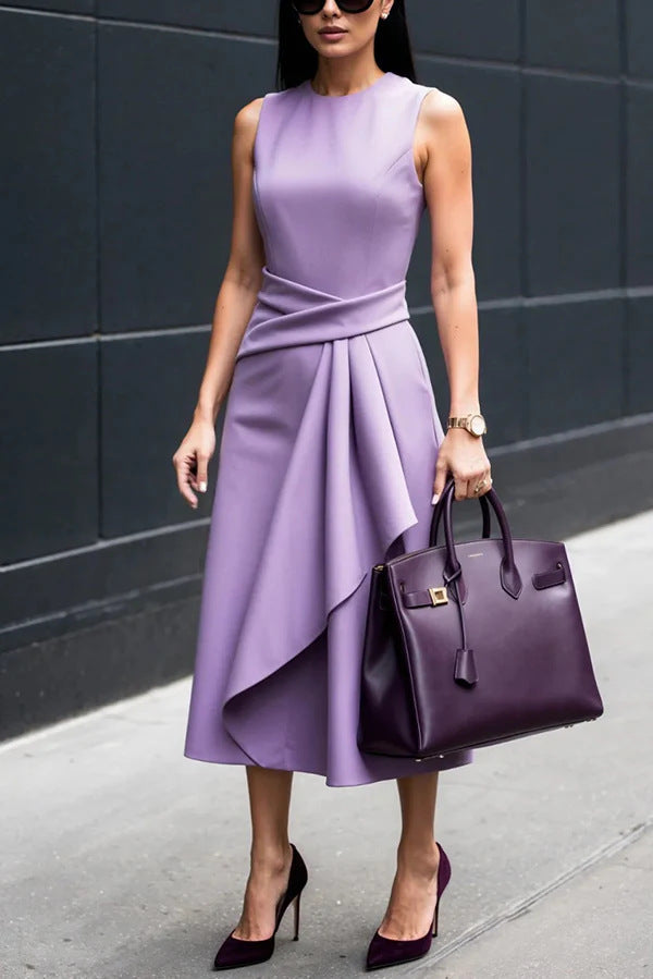 Figurbetontes Damen-Midi-Kleid mit asymmetrischem Volant von berg-feldt