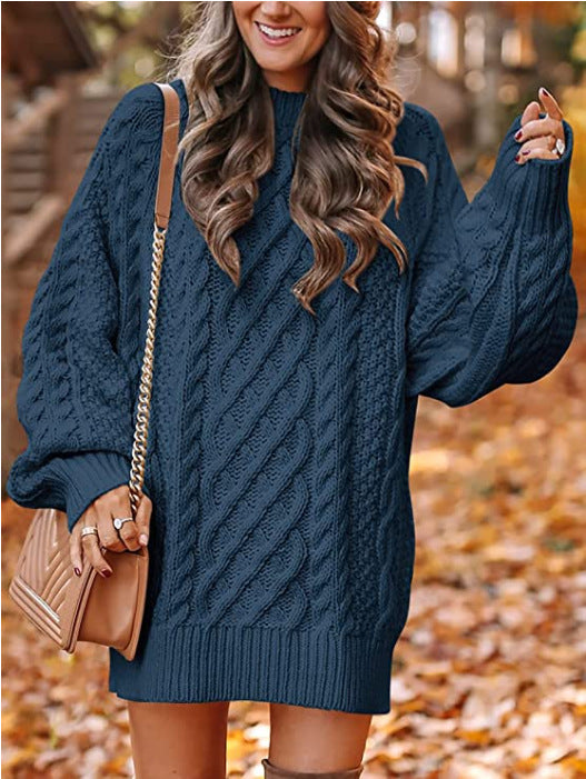 Women's chunky knit sweater with voluminous sleeves and decorative cable pattern Berg-Feldt