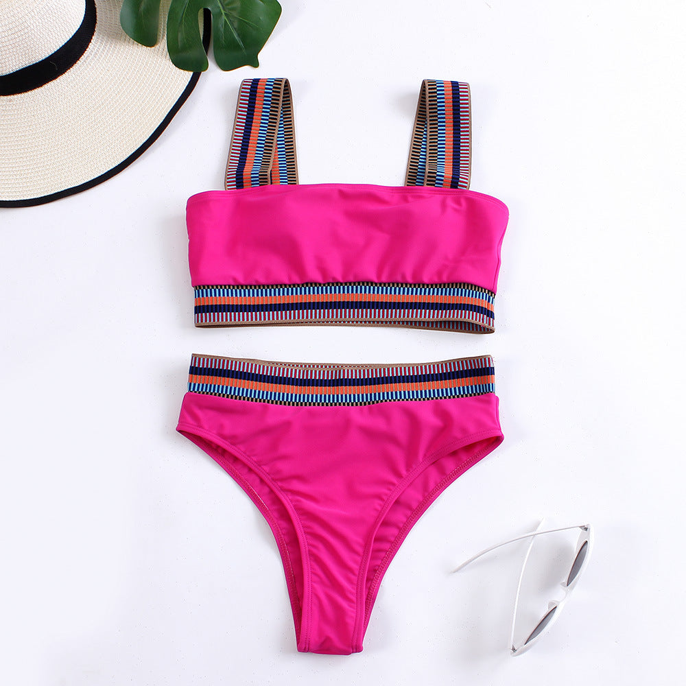 Haut de maillot de bain à bretelles larges et bande colorée berg-feldt pour femme