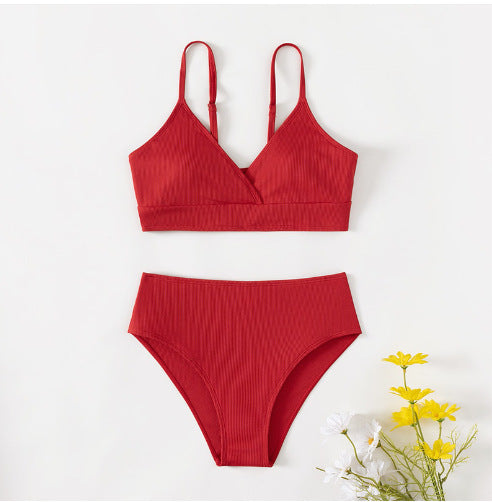 Ensemble bikini femme berg-feldt avec design côtelé élégant et taille haute