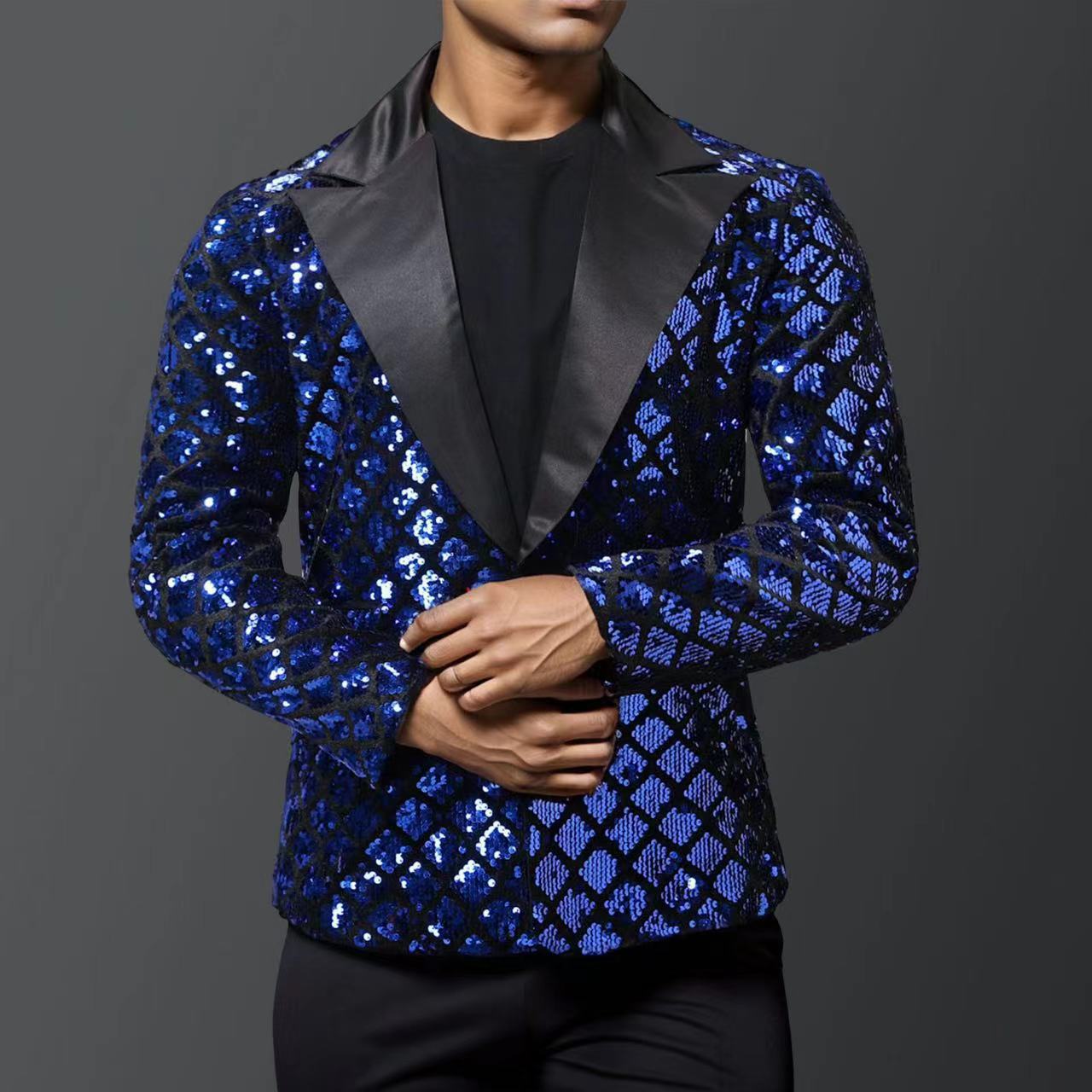 Blazer de smoking pour homme scintillant avec motifs de paillettes de luxe Berg-Feldt