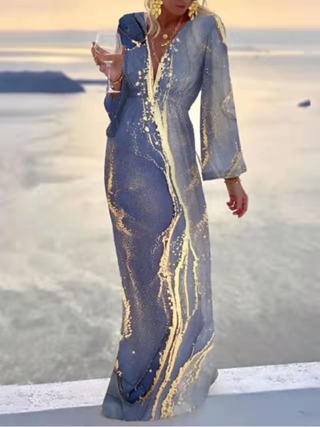 Elegantes Damen-Maxikleid mit tiefem V-Ausschnitt und fließendem Design von berg-feldt