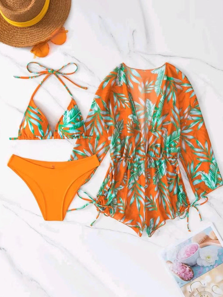 Haut de bikini et bas de maillot de bain taille haute Berg-Feldt pour femme avec kimono floral