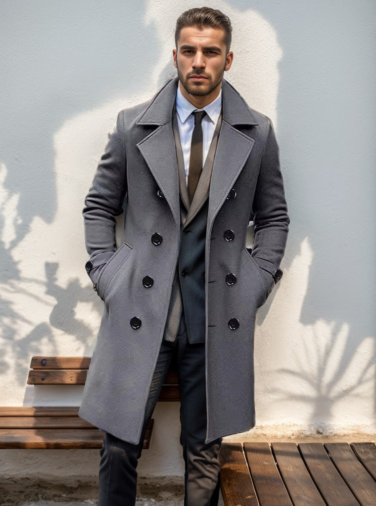 Herren eleganter Wolltrenchcoat mit doppelter Knopfleiste Berg-Feldt