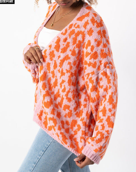 Gilet décontracté en tricot imprimé léopard pour femme Berg-Feldt