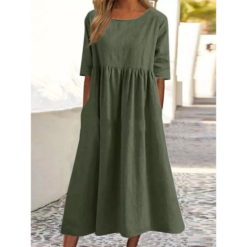 Robe en coton et lin par Fudus : Ample, longue, unie