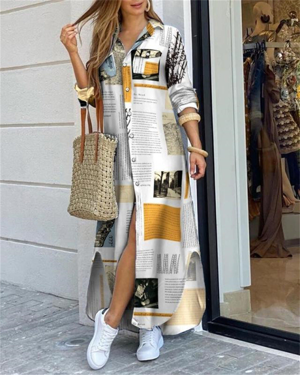 Robe longue pour femme Berg-Feldt à imprimé géométrique