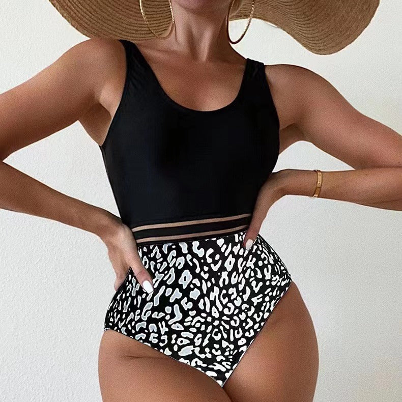 Maillot de bain femme élégant taille haute imprimé animalier berg-feldt