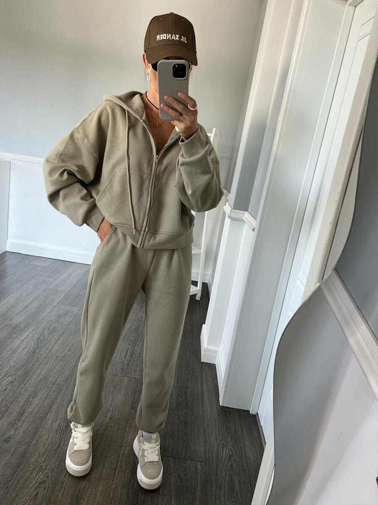 Damen sportliches Fleece-Jogginganzug-Set Berg-Feldt