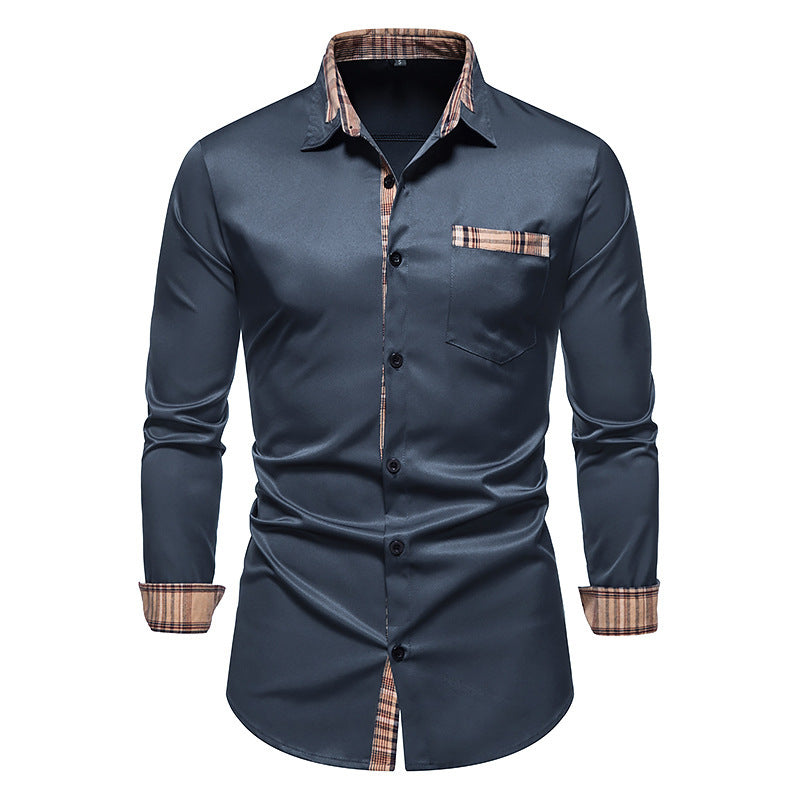 Chemise à manches longues pour homme, motif carreaux, col moderne et poche poitrine Berg-Feldt