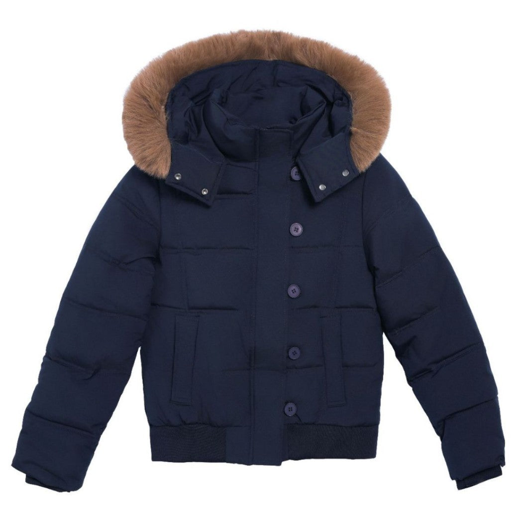 Veste élégante pour femme avec col en fausse fourrure amovible et détails boutonnés Berg-Feldt