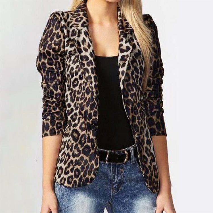 Veste blazer élégante à motif léopard avec coupe ajustée Berg-Feldt