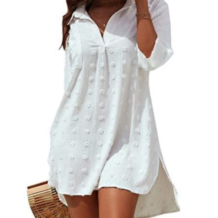 Robe chemise légère pour femme avec fente latérale et manches 3/4, de berg-feldt