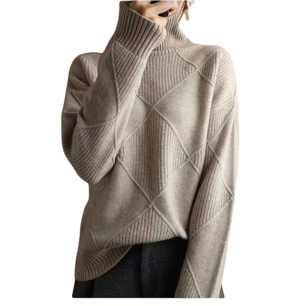 Pull en grosse maille pour femme avec col roulé chic et motif structuré Berg-Feldt