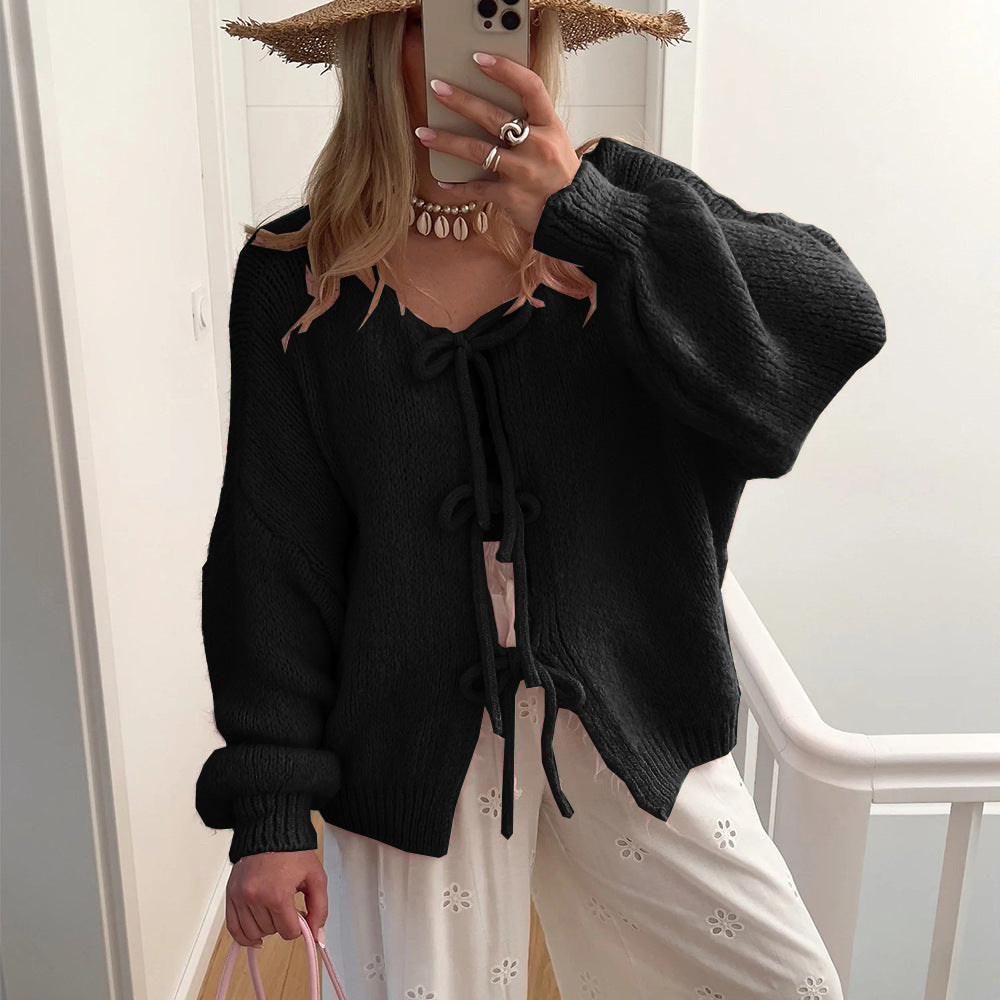 Dames Cardigan en maille douillette avec liens décoratifs Berg-Feldt