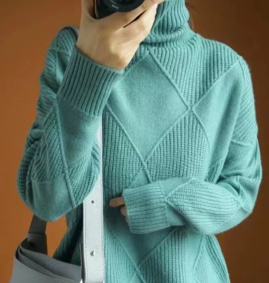 Pull en grosse maille pour femme avec col roulé chic et motif structuré Berg-Feldt