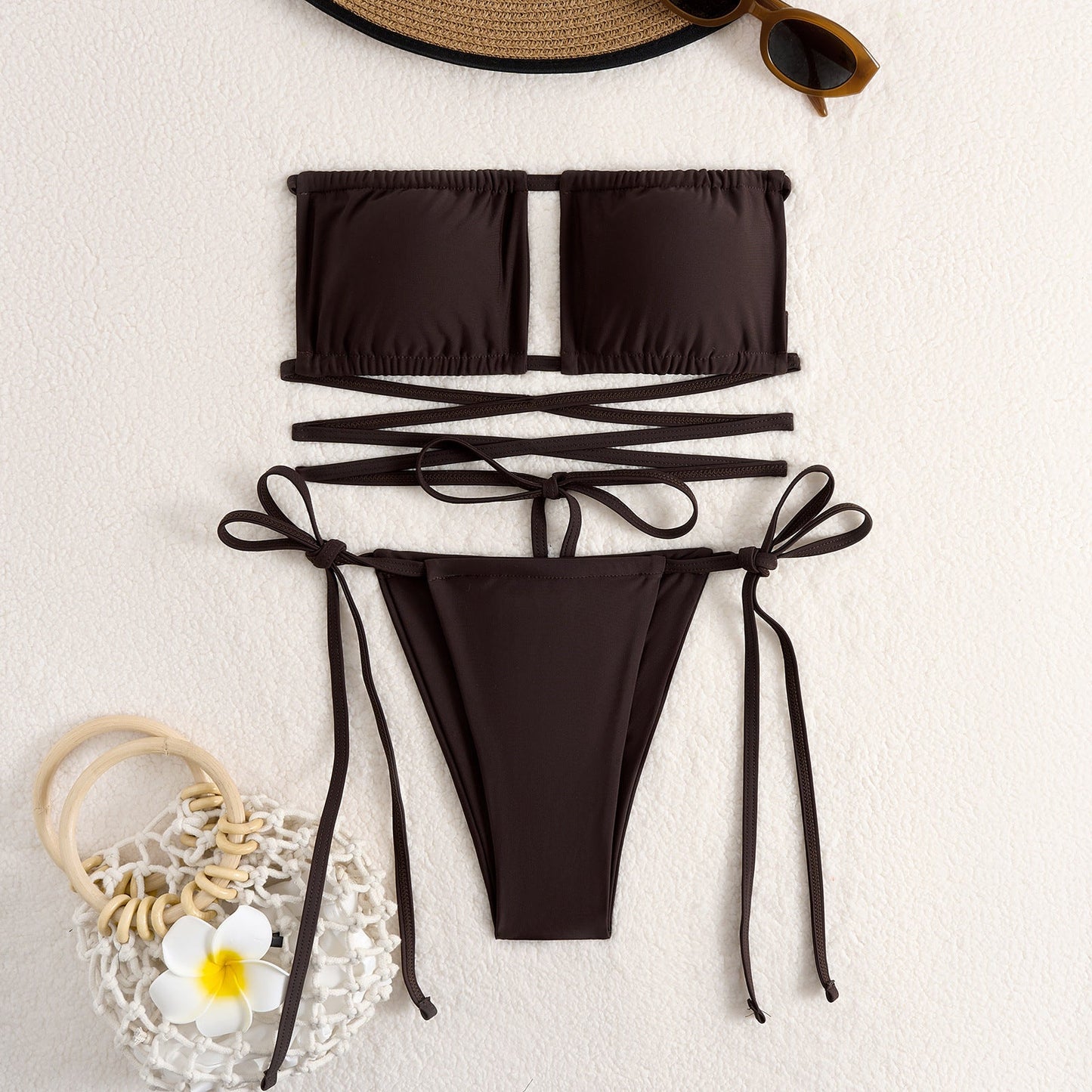 Berg-Feldt Haut de Bikini Bandeau à Motif Animalier pour Femme