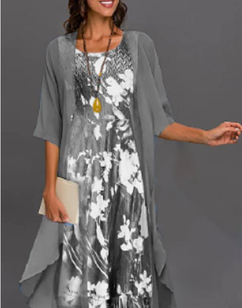 Robe décontractée élégante pour femme à coupe asymétrique et motif floral de berg-feldt