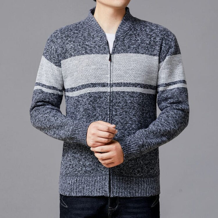 Herren Strickjacke mit modernem Zipper und strukturiertem Design Berg-Feldt