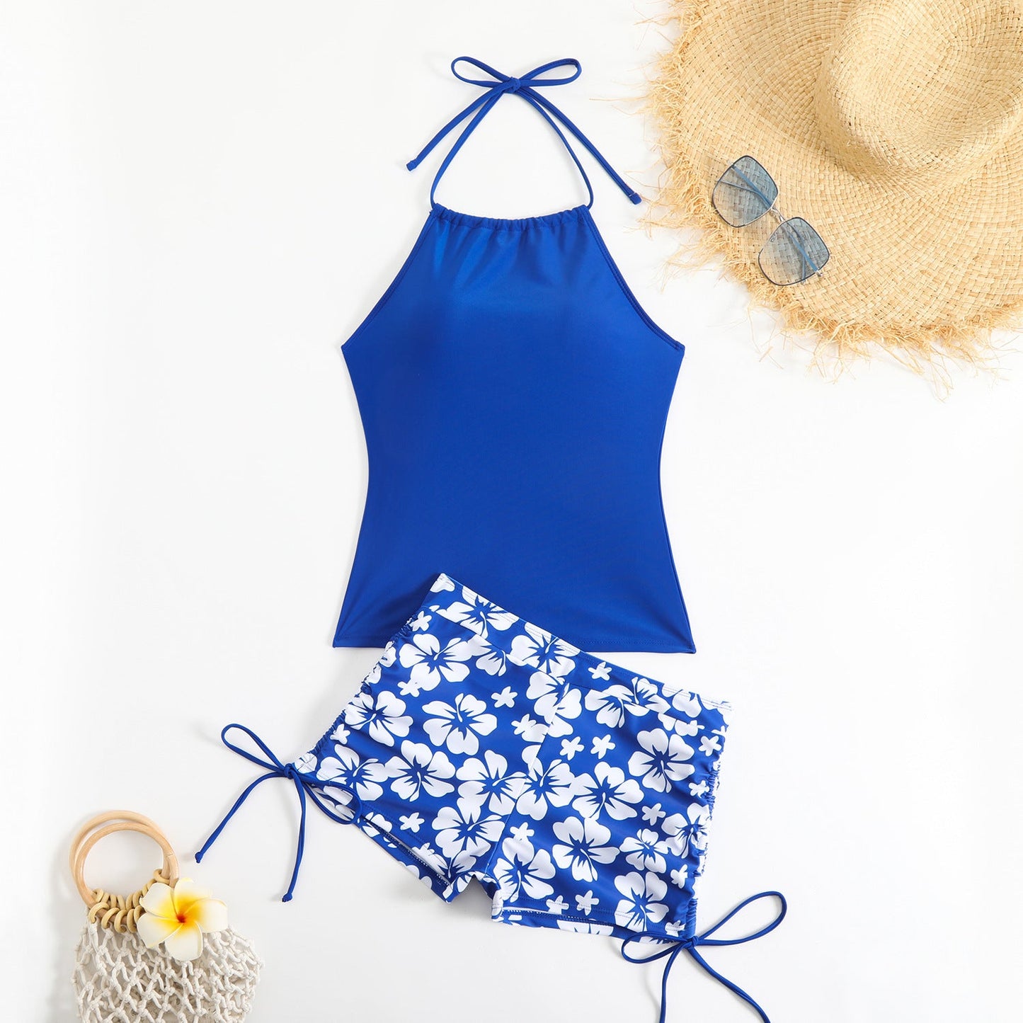 Ensemble tankini pour femme avec bretelles réglables et short tendance