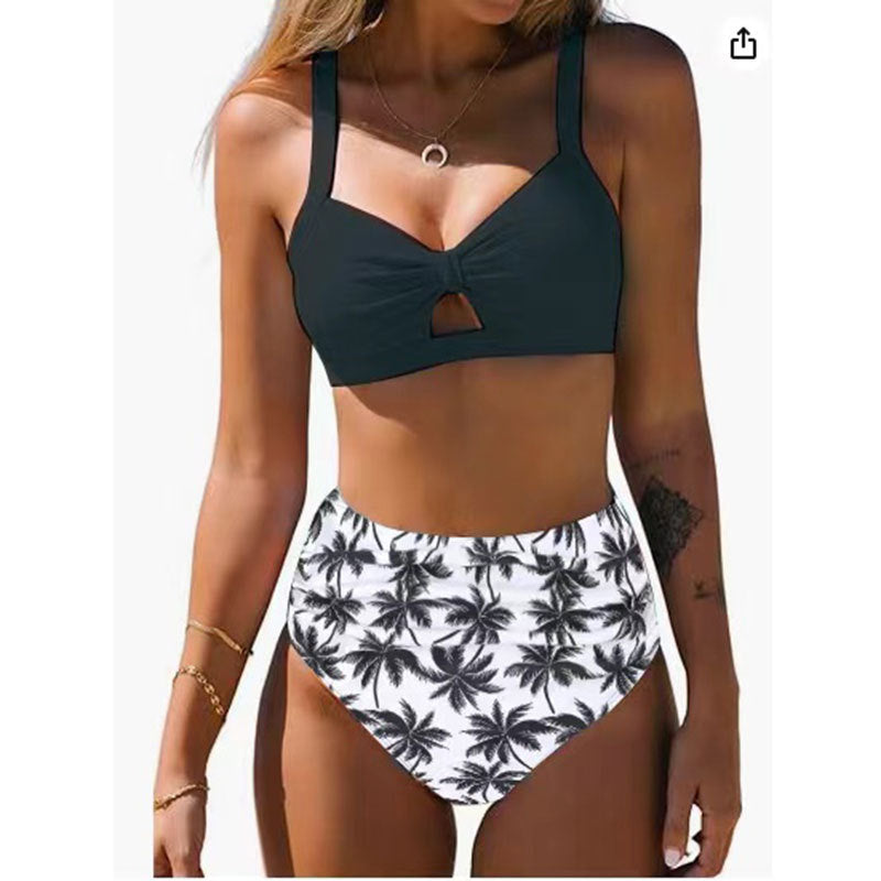 Haut de bikini et bas de bikini taille haute à motif floral avec découpes pour femme Berg-Feldt