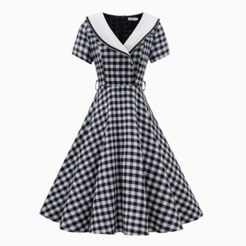 Berg-Feldt Robe Vintage Swing à Carreaux pour Femme