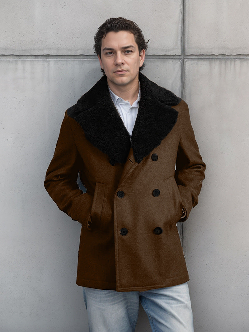 Manteau de laine pour homme à col contrastant Berg-Feldt
