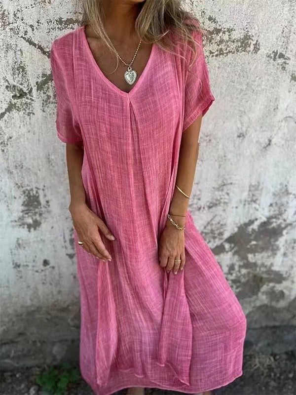 Robe Aurea en coton et lin à col en V