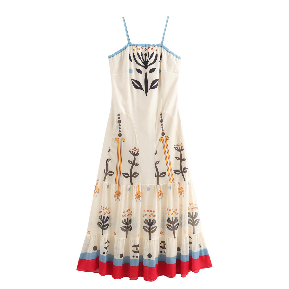 Maxikleid für Damen mit Blumenmuster und Rüschen am Saum von berg-feldt
