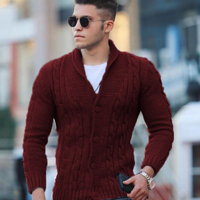 Cardigan tricoté pour hommes avec motif tressé unique et col châle tendance Berg-Feldt