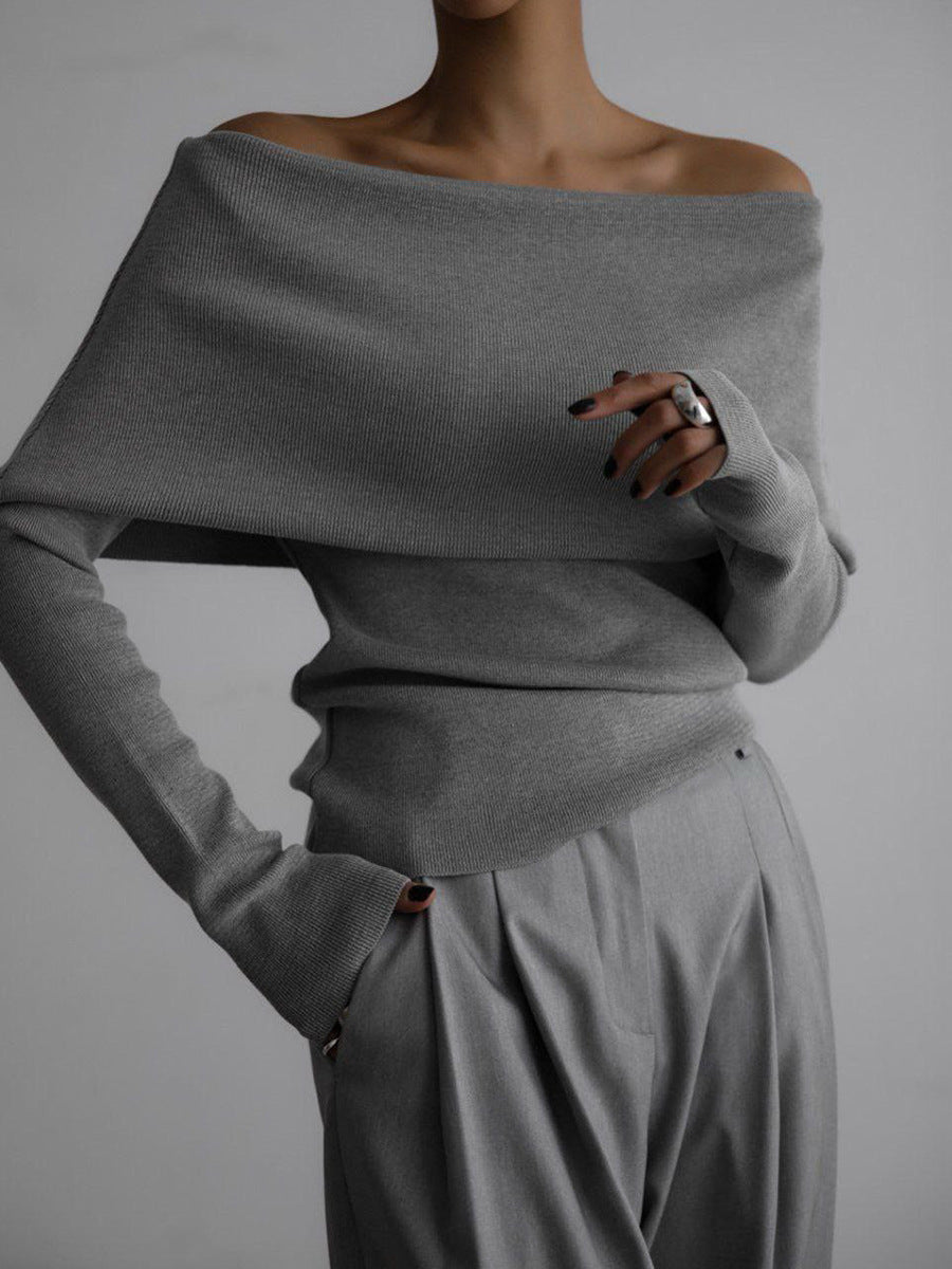 Damen elegantes Oberteil schulterfrei mit glatter Textur und ausgestellten Ärmeln Berg-Feldt