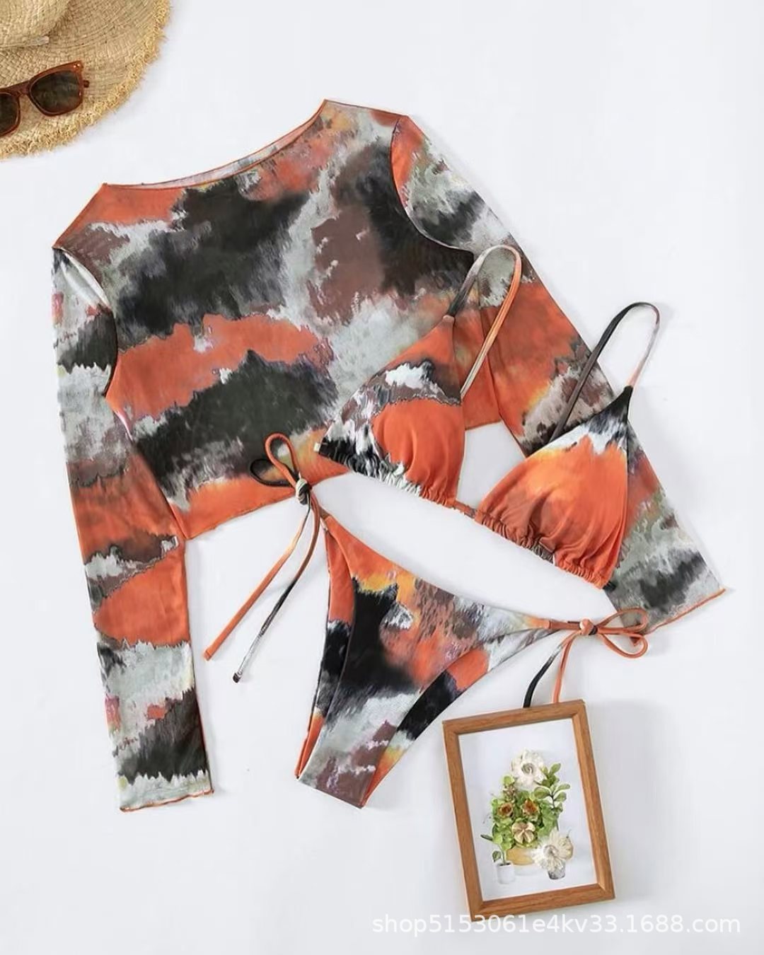 Maillot de bain deux pièces à manches longues et motifs tendance par berg-feldt pour femme