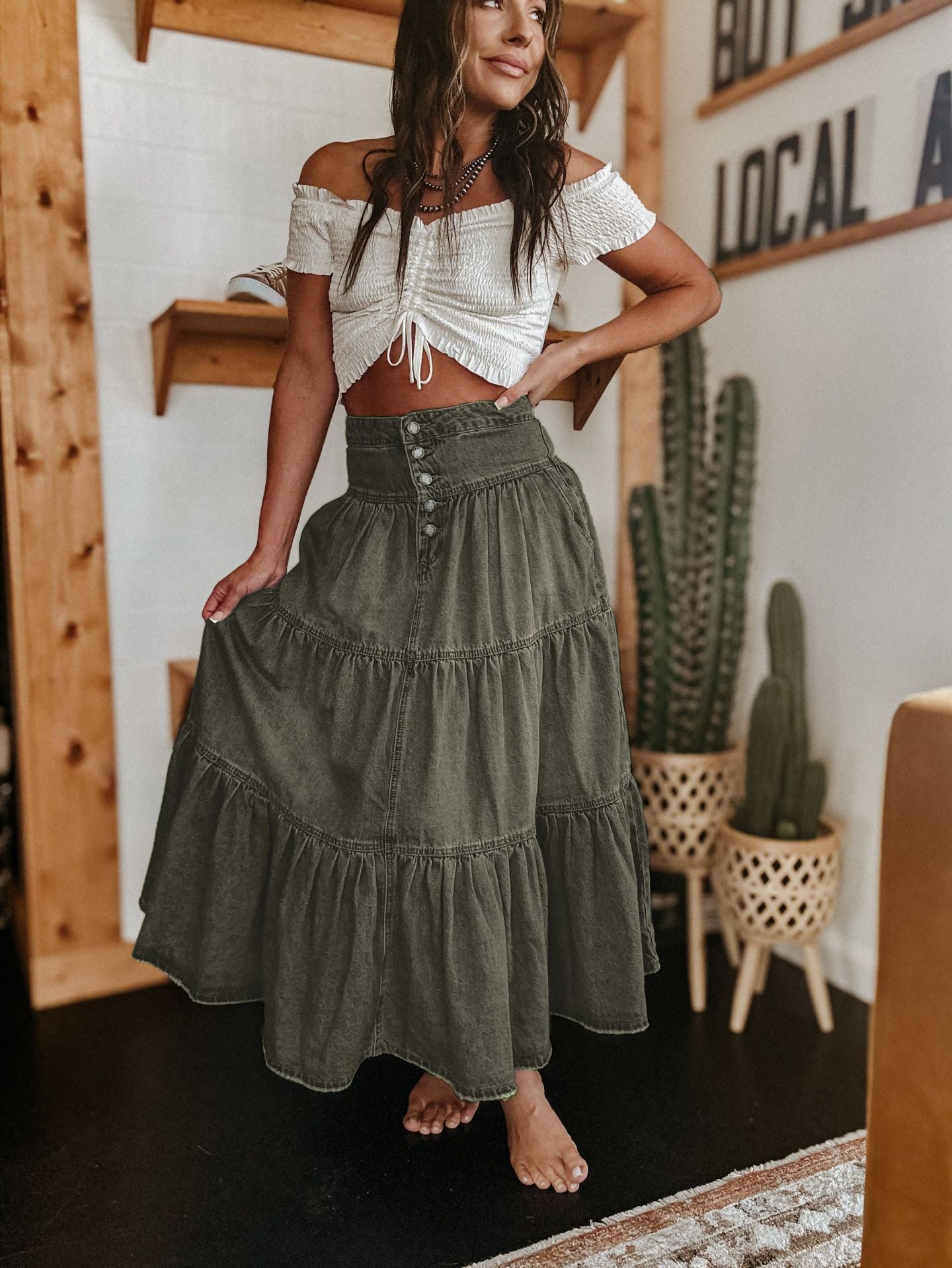 Robe longue bohème boutonnée berg-feldt