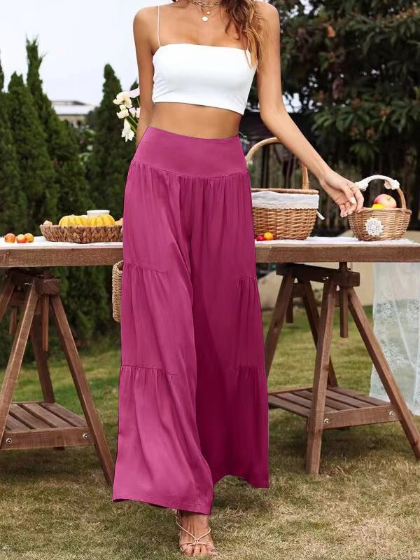 Sommerhose für Damen, weit geschnitten, hoher Bund, Volants, berg-feldt