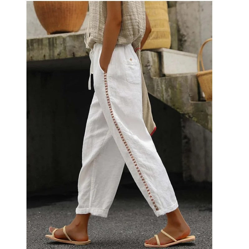 Damen pantalon décontracté en lin avec coutures latérales Berg-Feldt