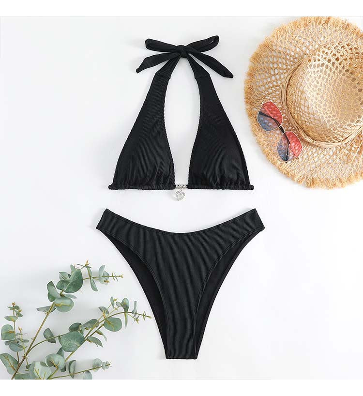 Berg-Feldt Damen Halterneck Bikini Set mit Rippung