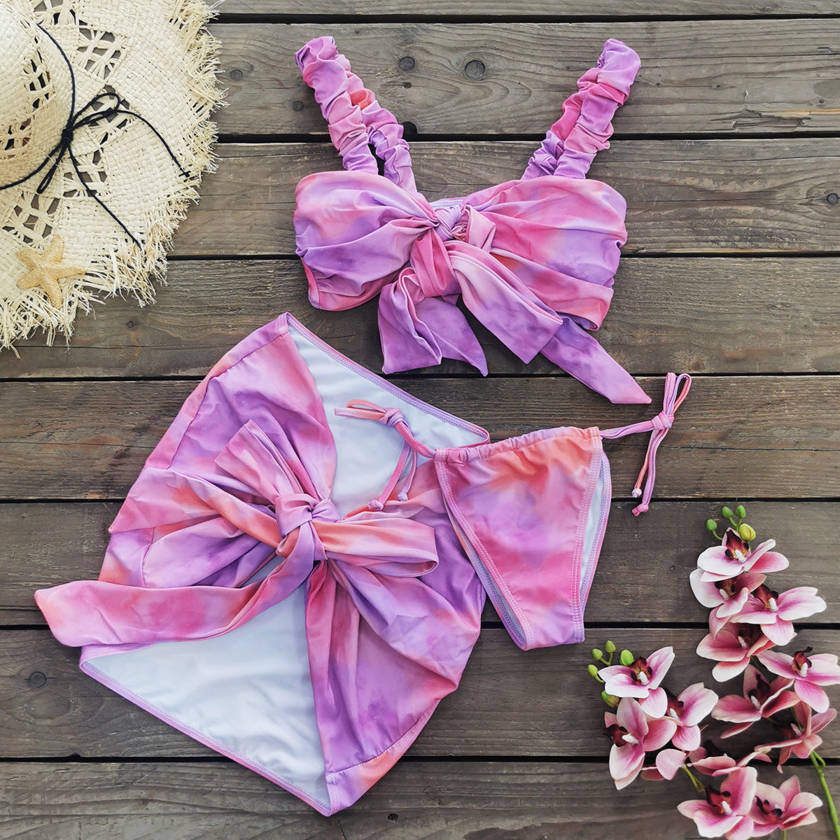 Haut de bikini et bas de bikini à motif floral avec jupe asymétrique Berg-Feldt pour femme