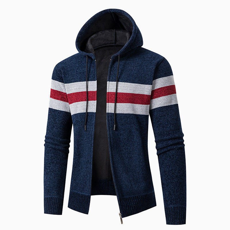 Cardigan décontracté à capuche pour homme avec rayures contrastées Berg-Feldt