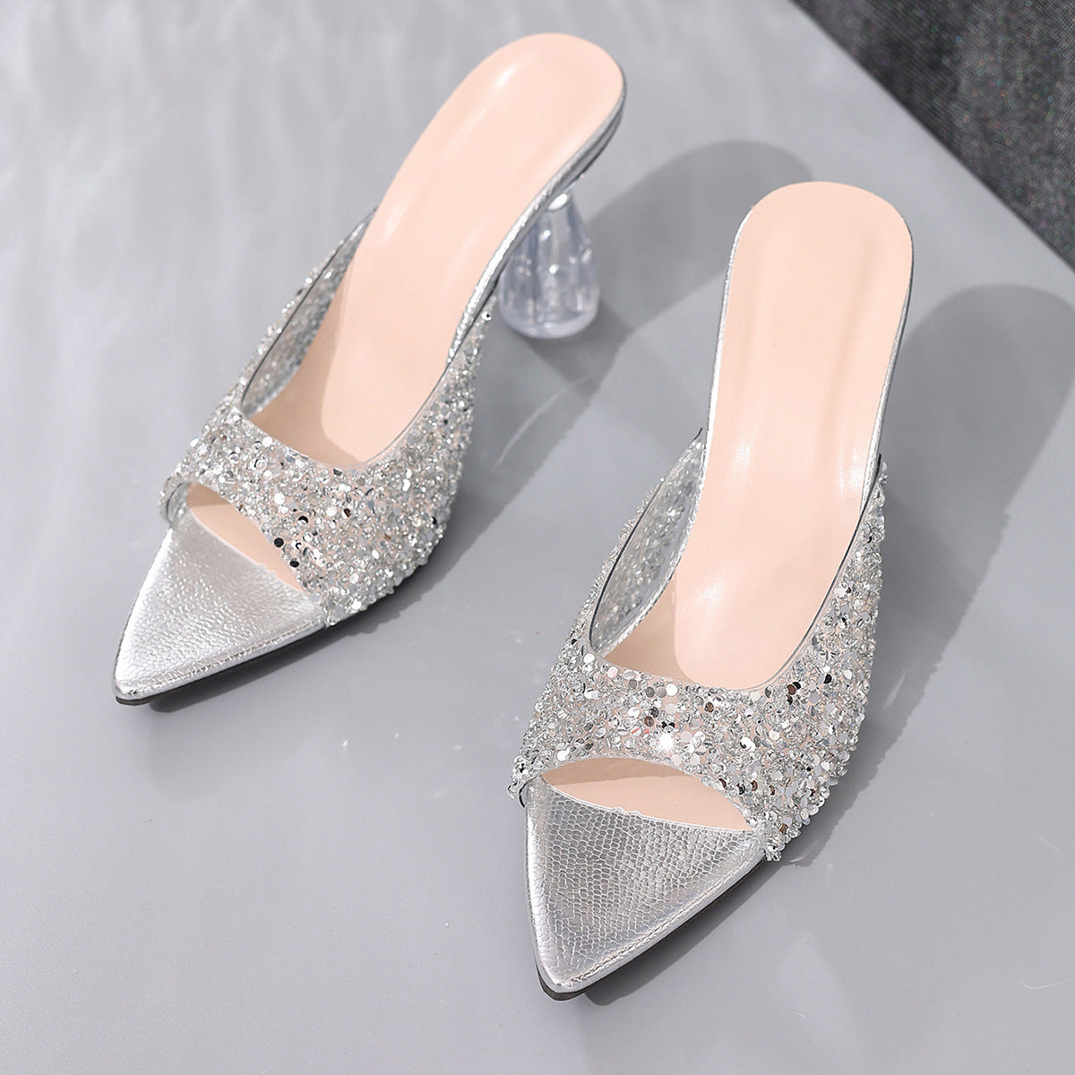 Escarpins glamour et scintillants pour femme avec talon bloc transparent de berg-feldt