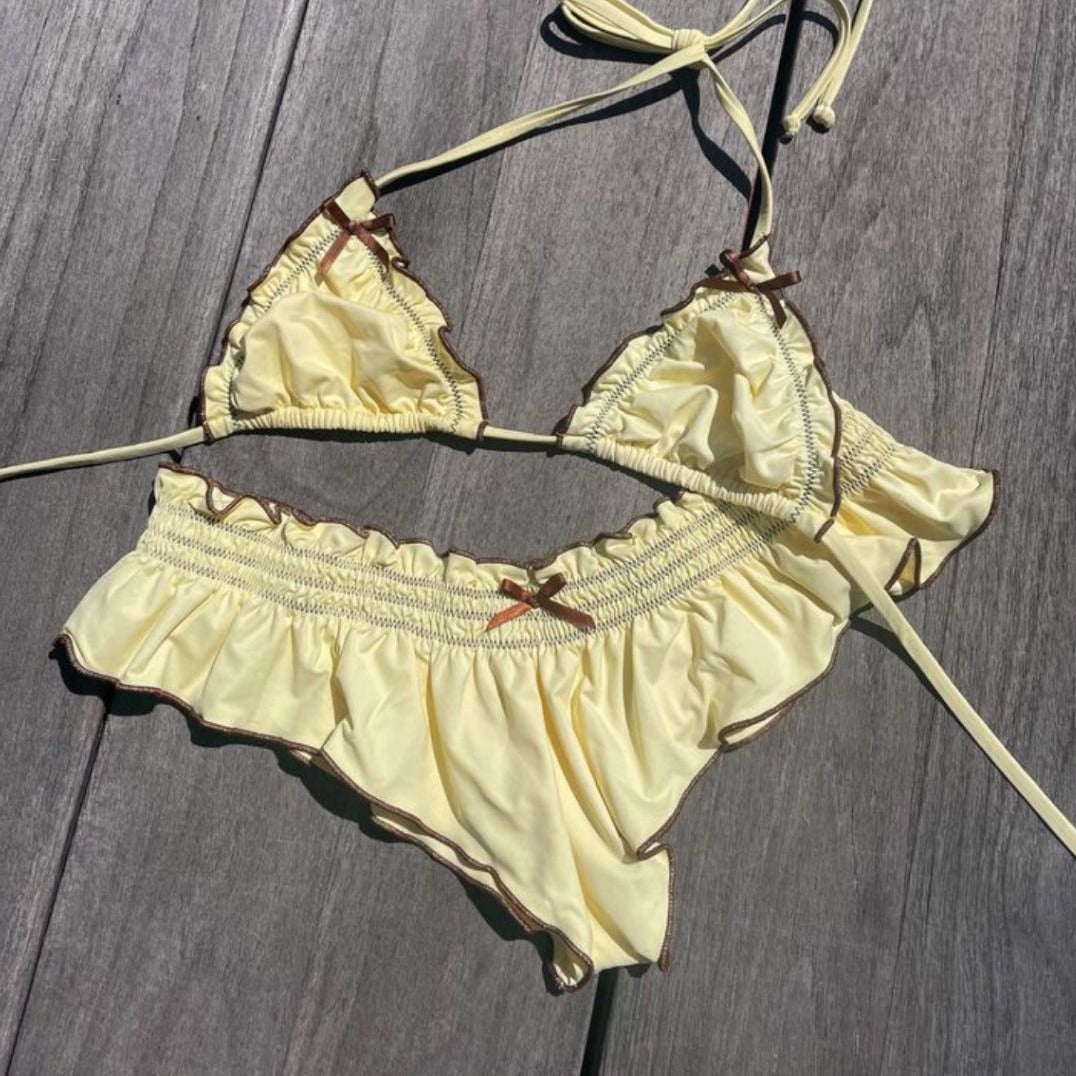 Maillot de bain deux pièces triangle à volants Berg-feldt pour femme