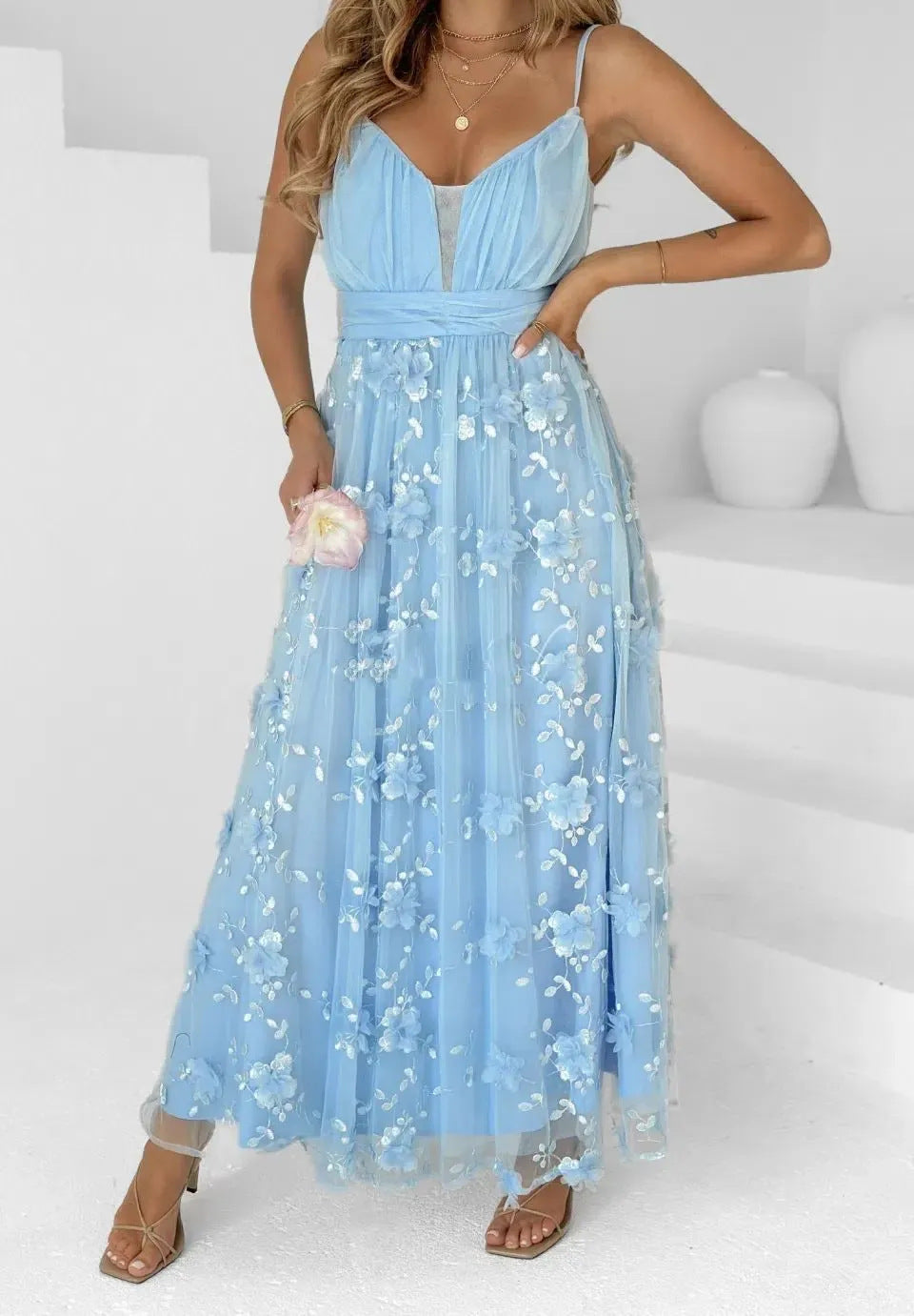 Elegantes Maxikleid für Damen mit Blumenmuster und transparenter Überlage von berg-feldt