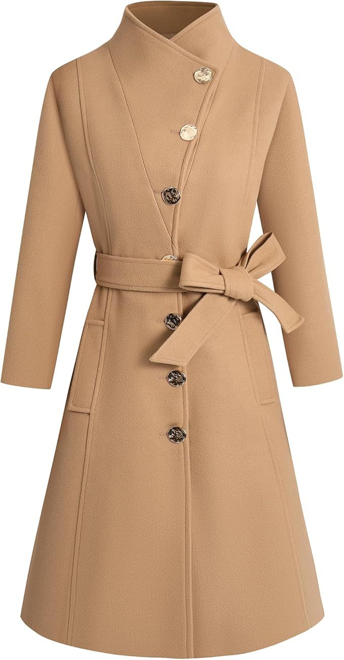 Manteau enveloppant élégant pour femme avec col fantaisie et ceinture Berg-Feldt