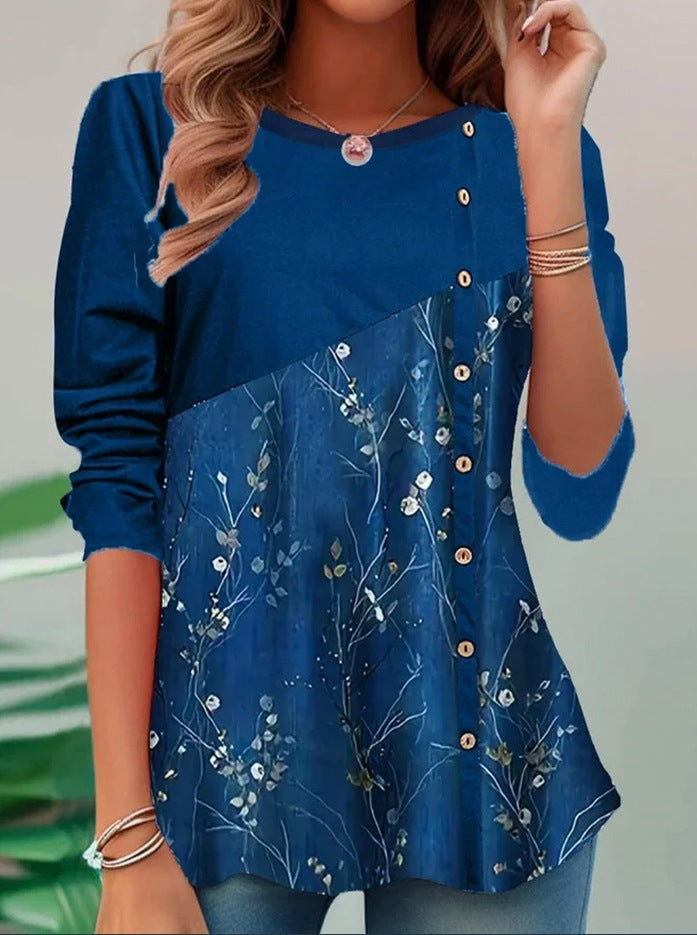 Chemisier élégant pour femme à fleurs avec patte de boutonnage, de berg-feldt