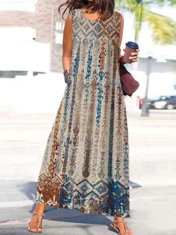 Robe longue à imprimé ethnique bohème berg-feldt pour femme