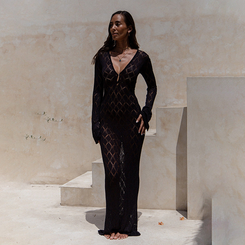 Robe longue élégante en maille ajourée pour femme de berg-feldt