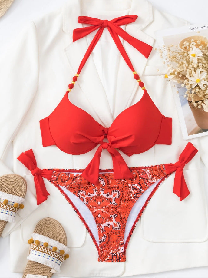 Ensemble de bikini pour femme de berg-feldt, avec haut réglable et motif cachemire à sequins