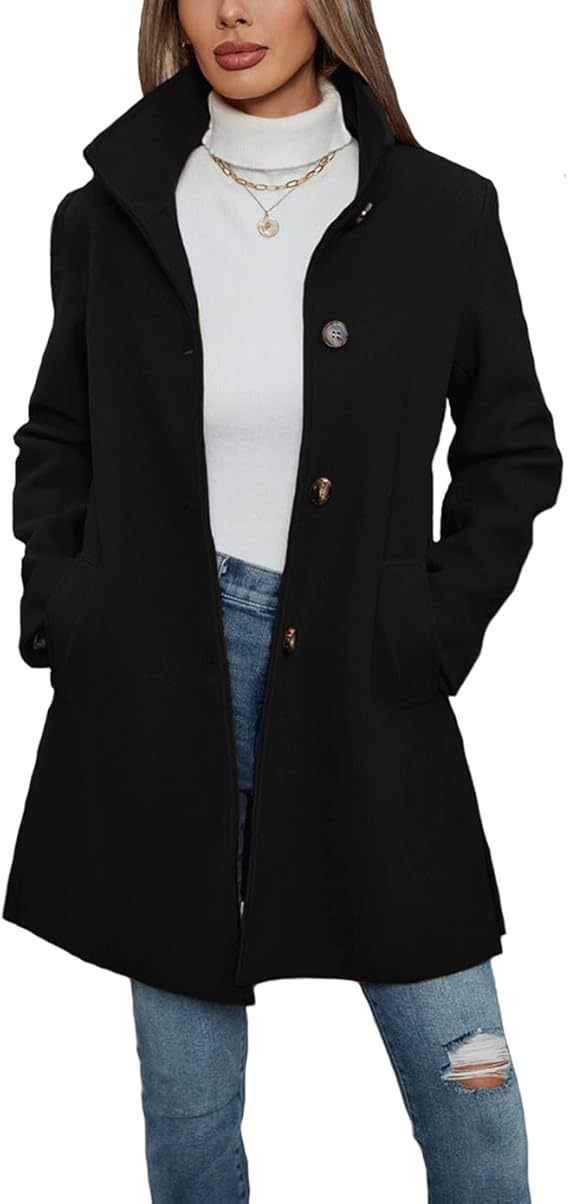 Manteau en laine élégant pour femme avec col montant et poches pratiques Berg-Feldt