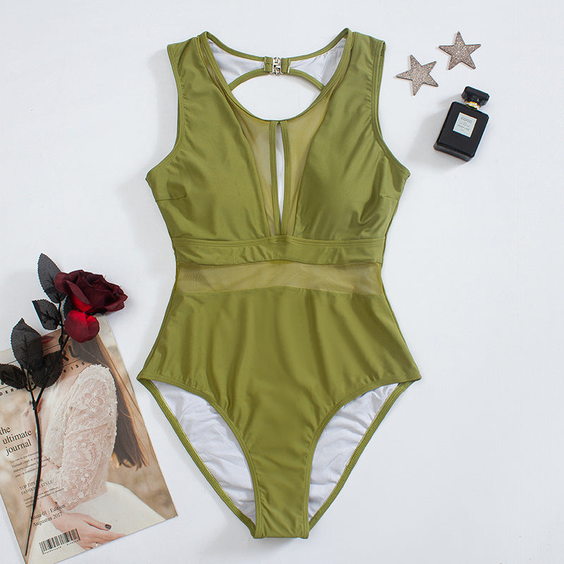 Maillot de bain Berg-Feldt pour femme, échancrure haute, dos ouvert