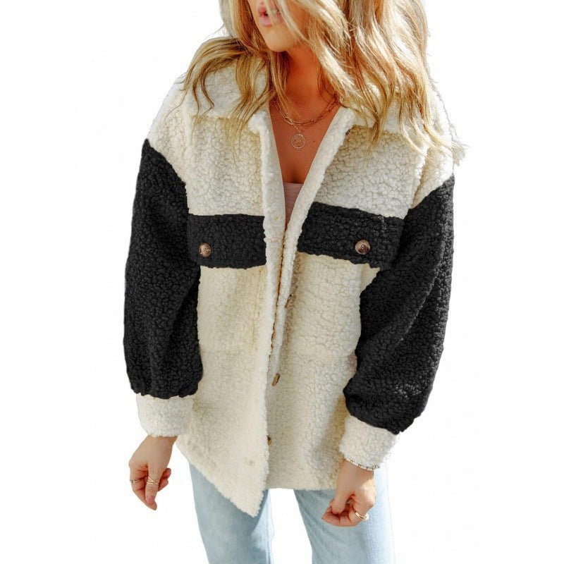 Veste teddy douillette pour femme avec manches contrastantes Berg-Feldt